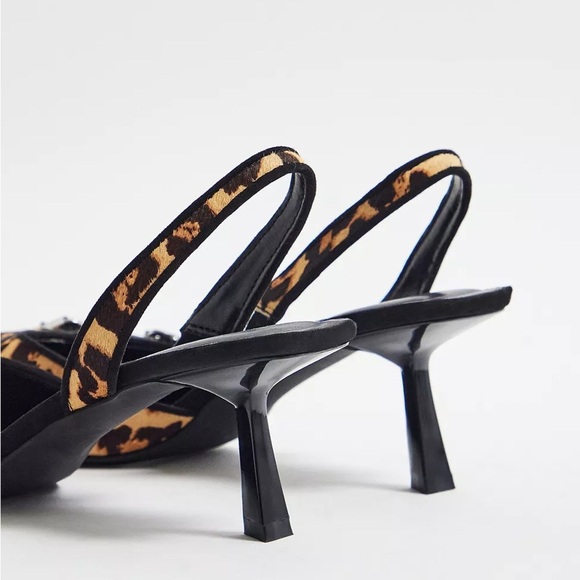 NEW Urban Outfitters Leopard Buckle Slingback Kitten Heels - Picture 5 of 12